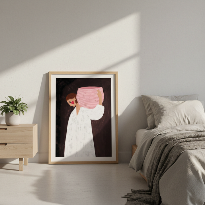 Woman with Pink Basket by Bea Muller