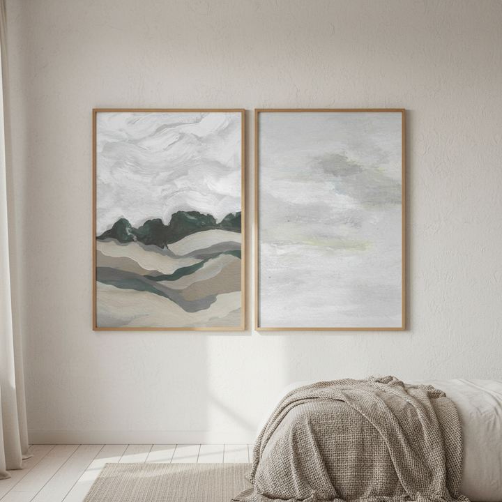 Grey Abstract Sky Duo by Josephine Wianto