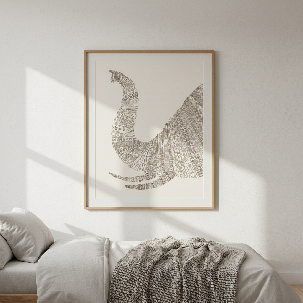 Elephant on Beige by Florent Bodart