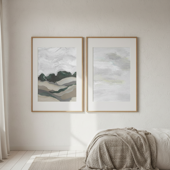 Grey Abstract Sky Duo by Josephine Wianto
