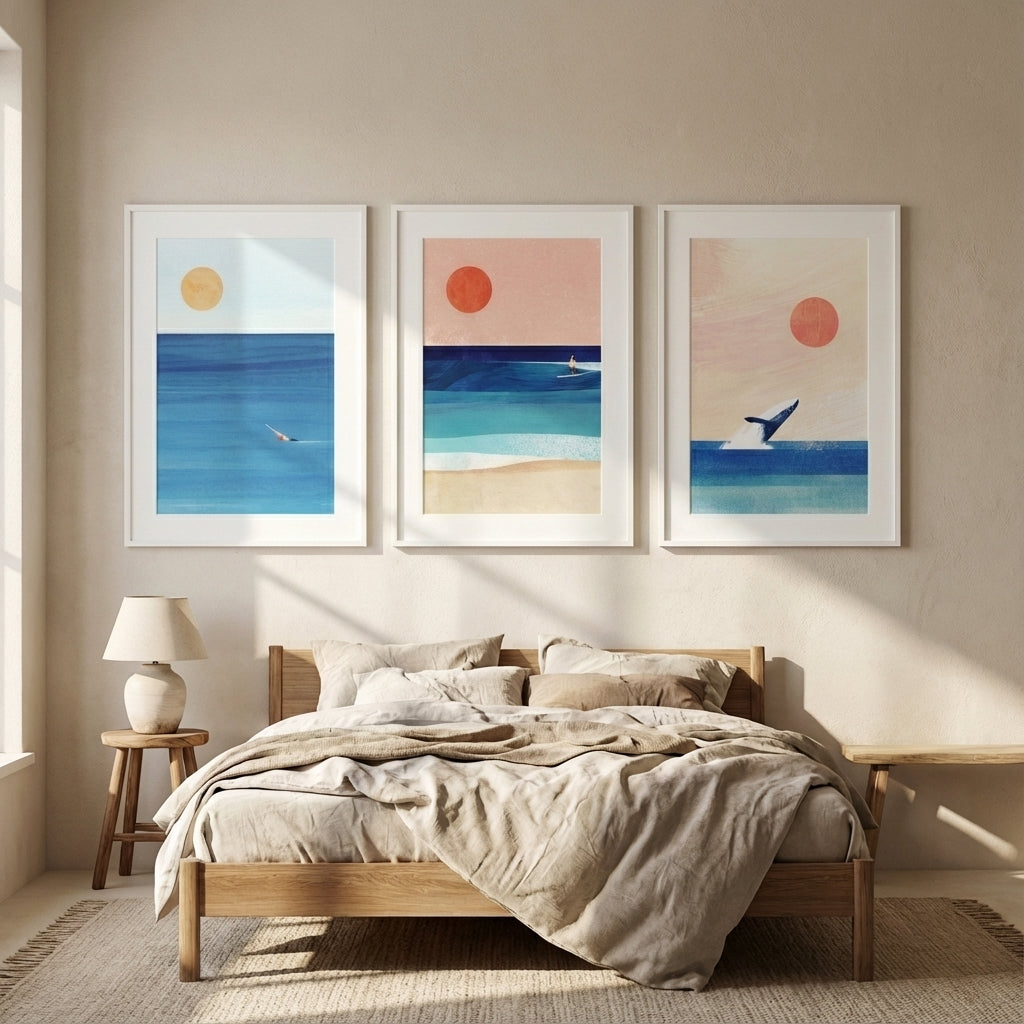 Abstract Sunset Swim Surf Trio by Henry Rivers