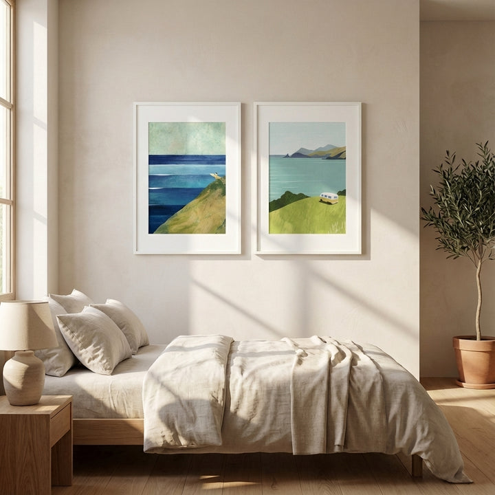 Countryside Surf Abstract Painting Pair by Henry Rivers