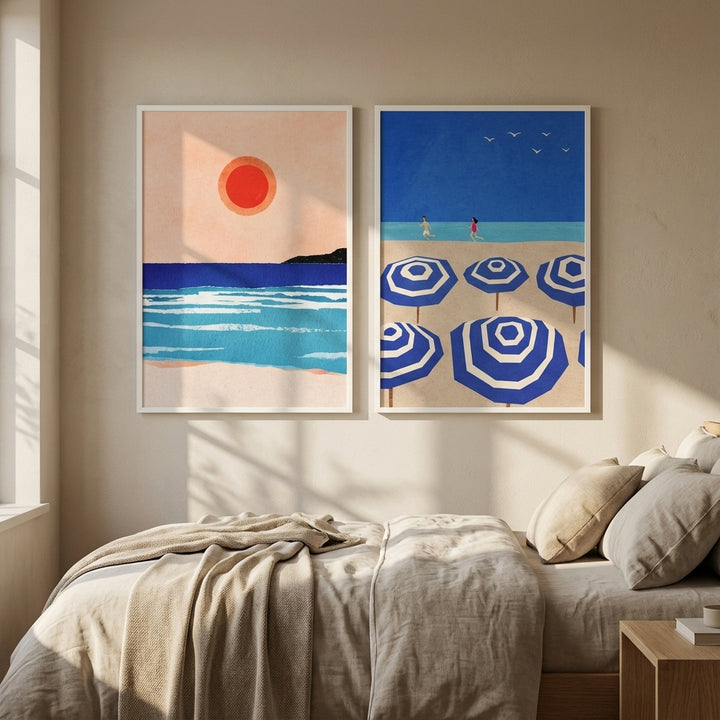 Mediterranean Abstract Beach Bliss Pair by Henry Rivers
