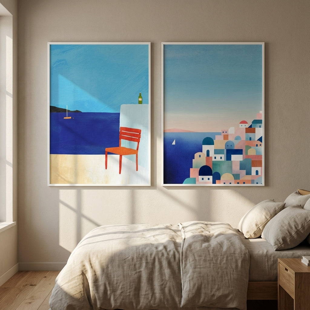 Santorini Abstract Pair by Henry Rivers