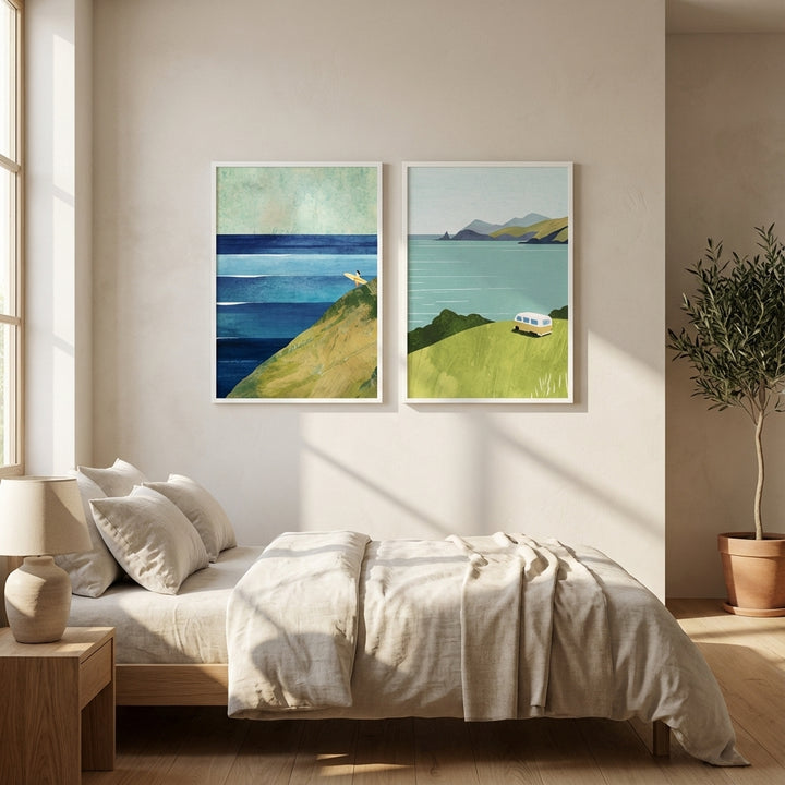 Countryside Surf Abstract Painting Pair by Henry Rivers