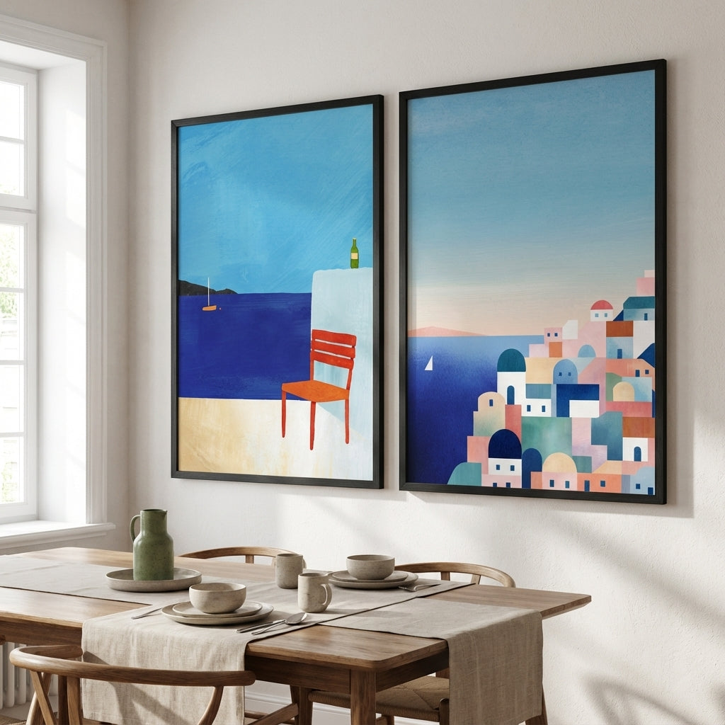 Santorini Abstract Pair by Henry Rivers
