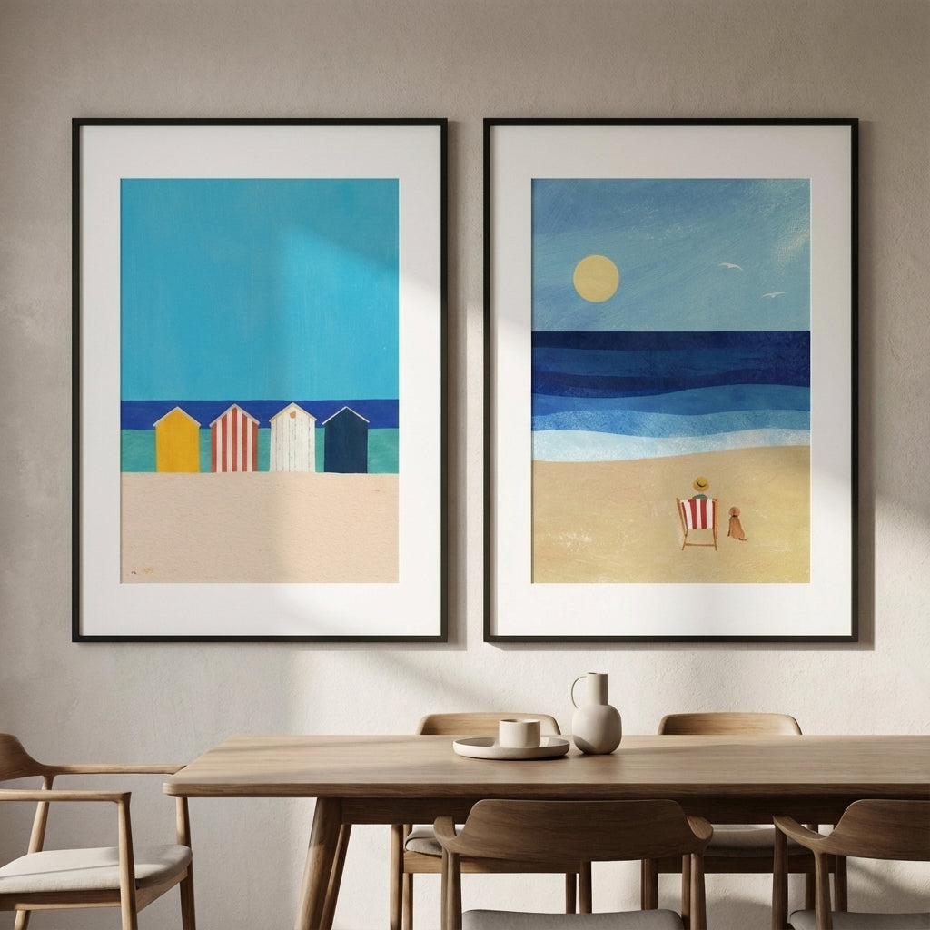 Abstract Beach Boxes Best Friend Pair by Henry Rivers