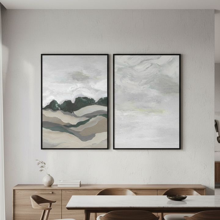Grey Abstract Sky Duo by Josephine Wianto