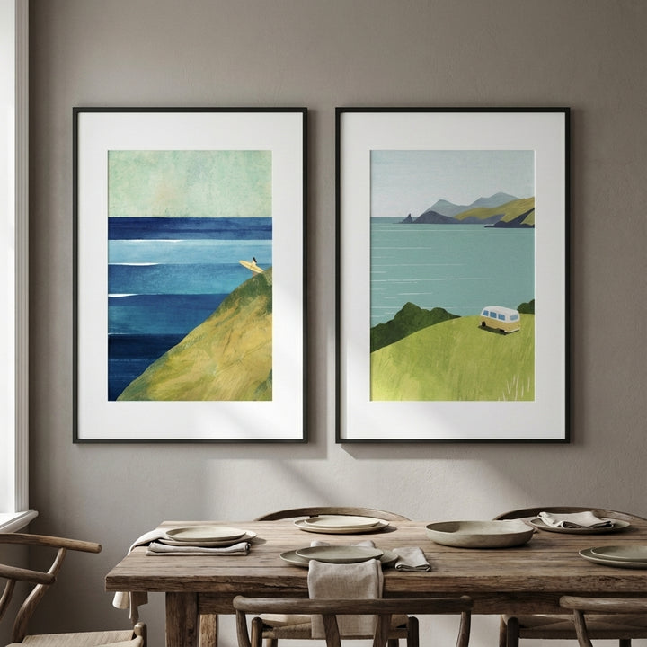 Countryside Surf Abstract Painting Pair by Henry Rivers