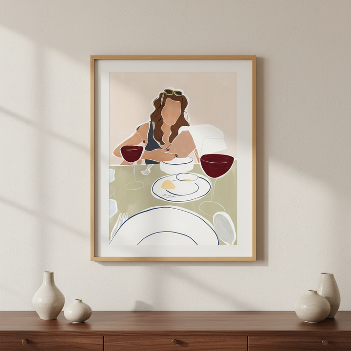 Woman Dining in a Restaurant by Ivy Green Illustrations