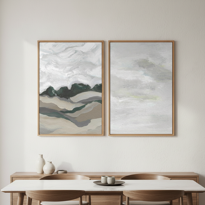 Grey Abstract Sky Duo by Josephine Wianto
