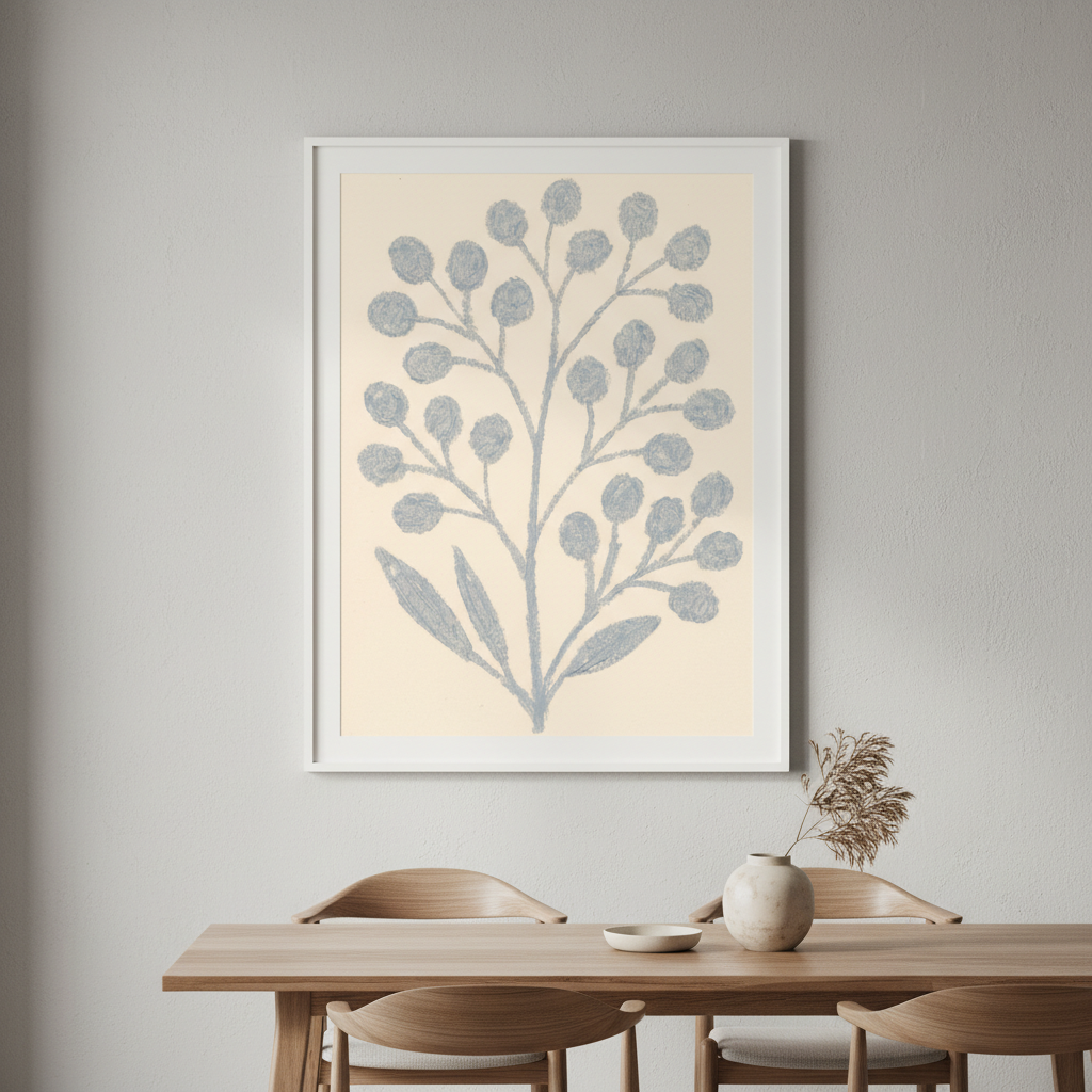 Gray Branch with Berries by Silvia Visscher