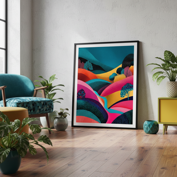 Evening Japanese Hills Pop Art Abstract Print