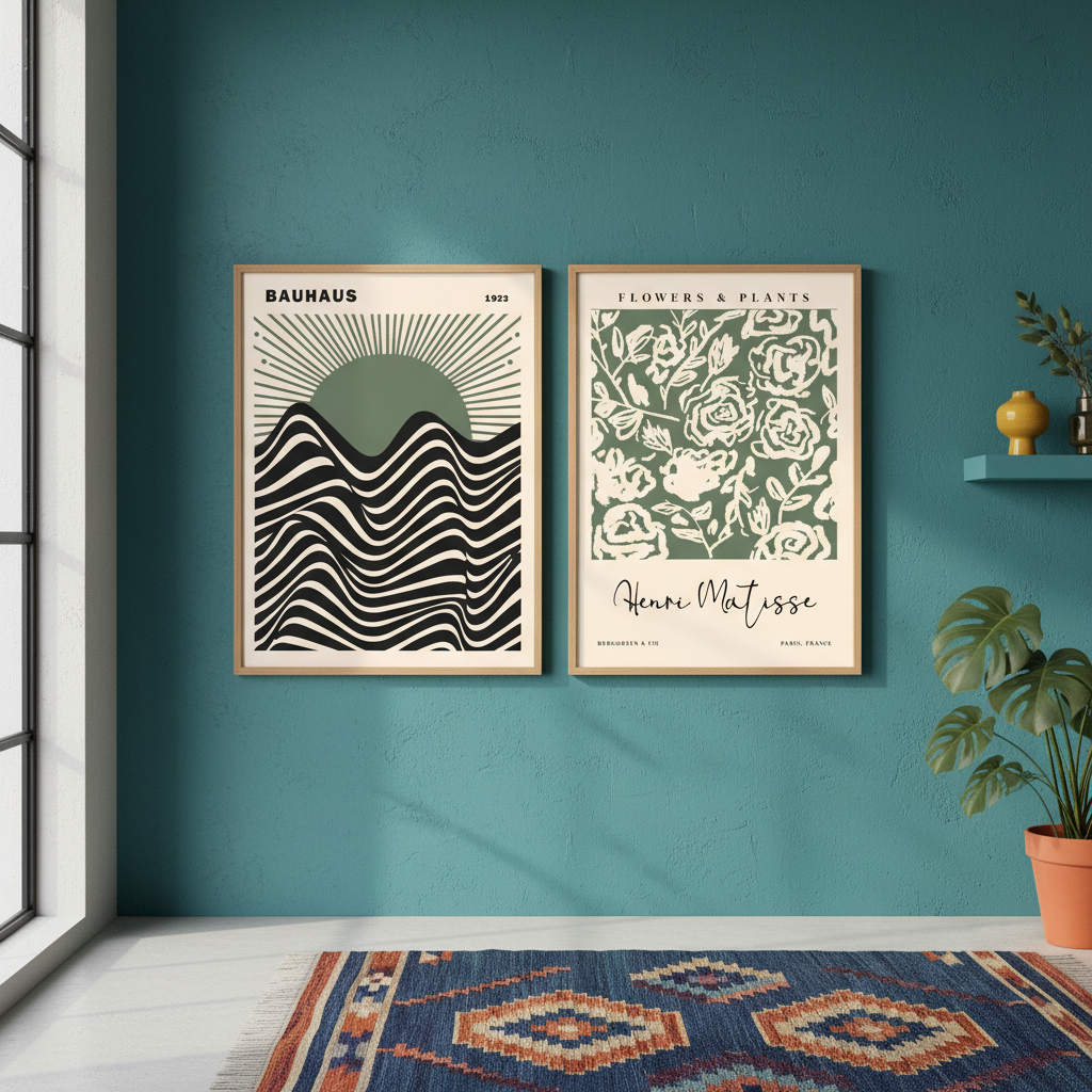 Green Bauhaus & Matisse Set of 2 Exhibition Prints