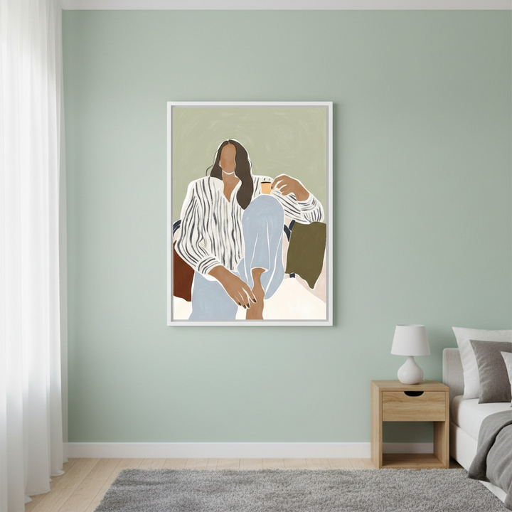 Woman Enjoying a Cup of Espresso by Ivy Green Illustrations