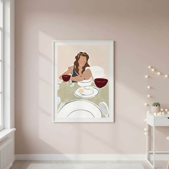 Woman Dining in a Restaurant by Ivy Green Illustrations