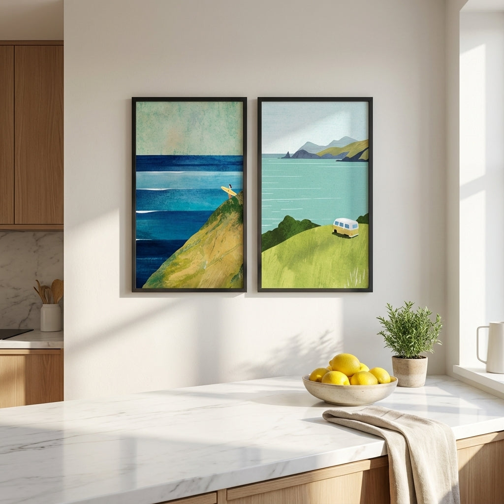 Countryside Surf Abstract Painting Pair by Henry Rivers