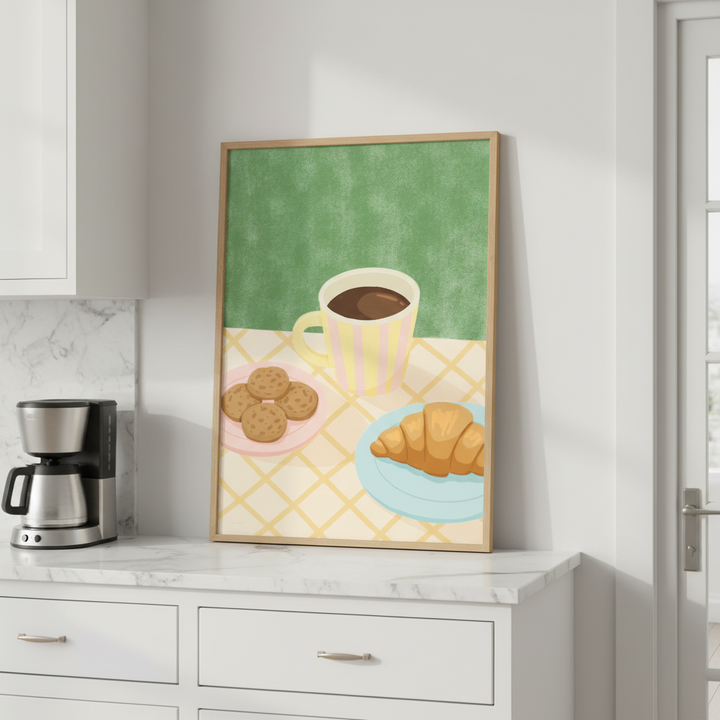 Morning Pastry & Coffee Print by Lisa Solomoniuk