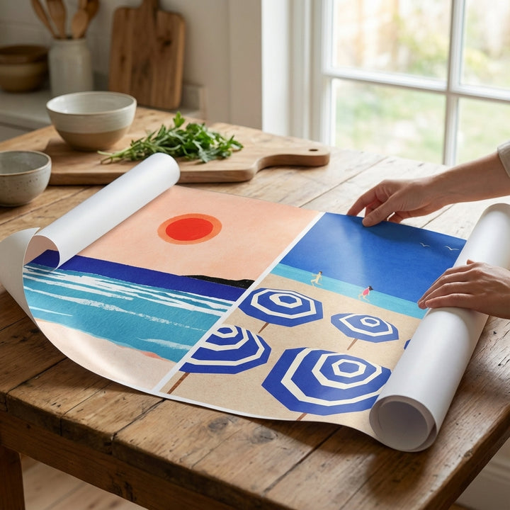 Mediterranean Abstract Beach Bliss Pair by Henry Rivers