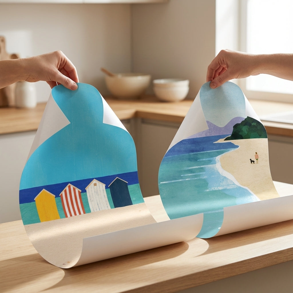 Abstract Brighton Beach Boxes by the Sea Set of 2 by Henry Rivers