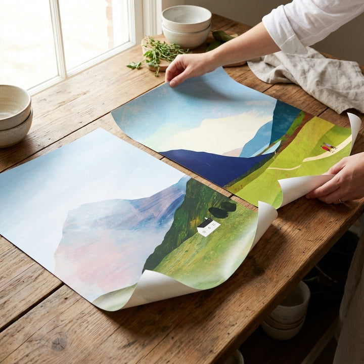 Highland Hike Abstract Duo Painting by Henry Rivers