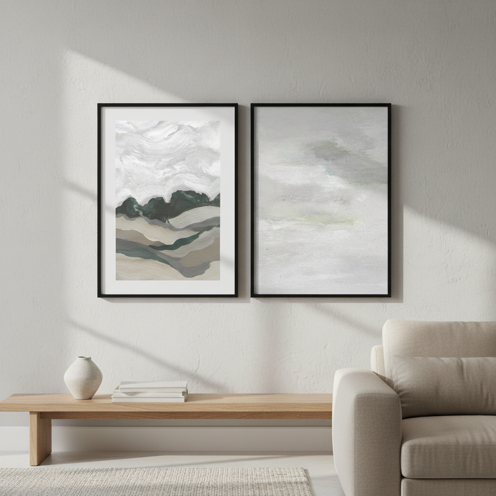 Grey Abstract Sky Duo by Josephine Wianto