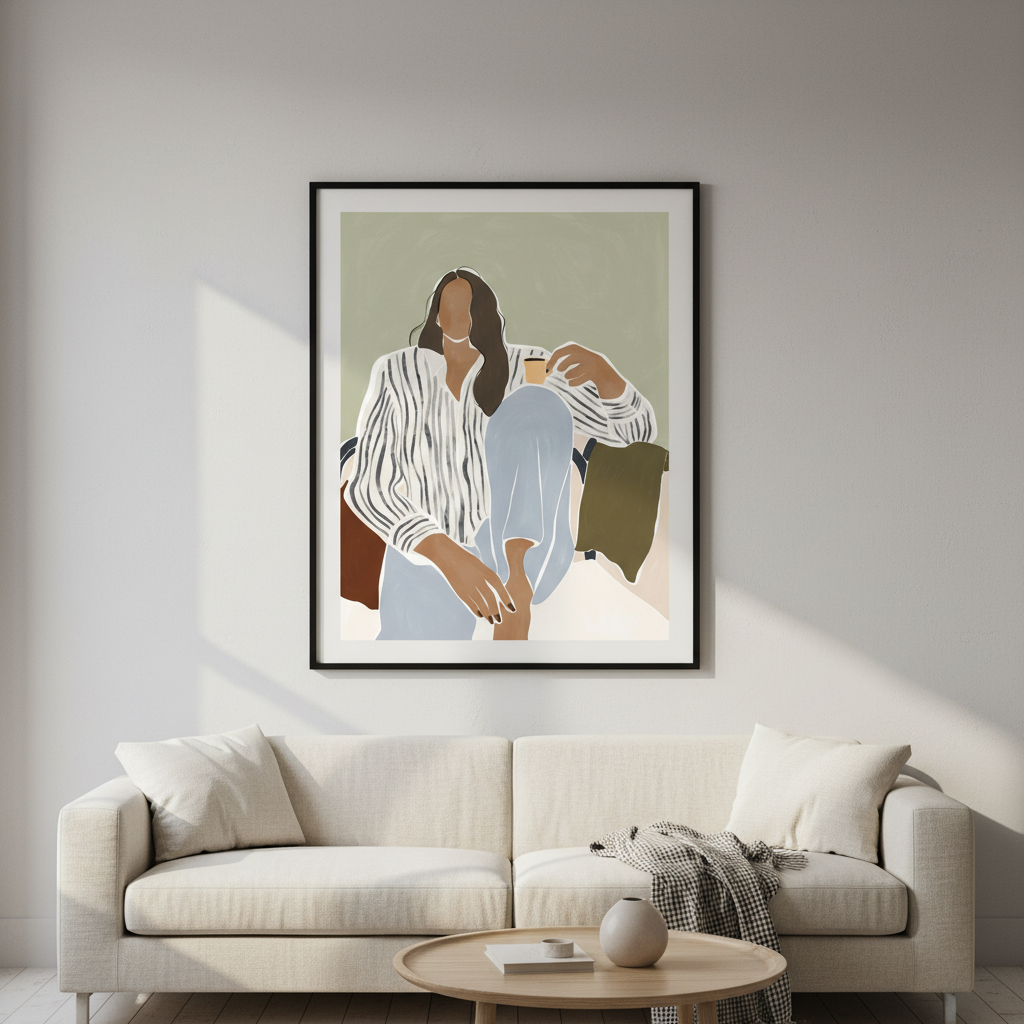 Woman Enjoying a Cup of Espresso by Ivy Green Illustrations