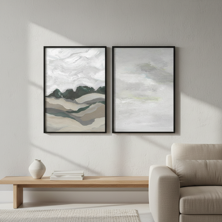 Grey Abstract Sky Duo by Josephine Wianto