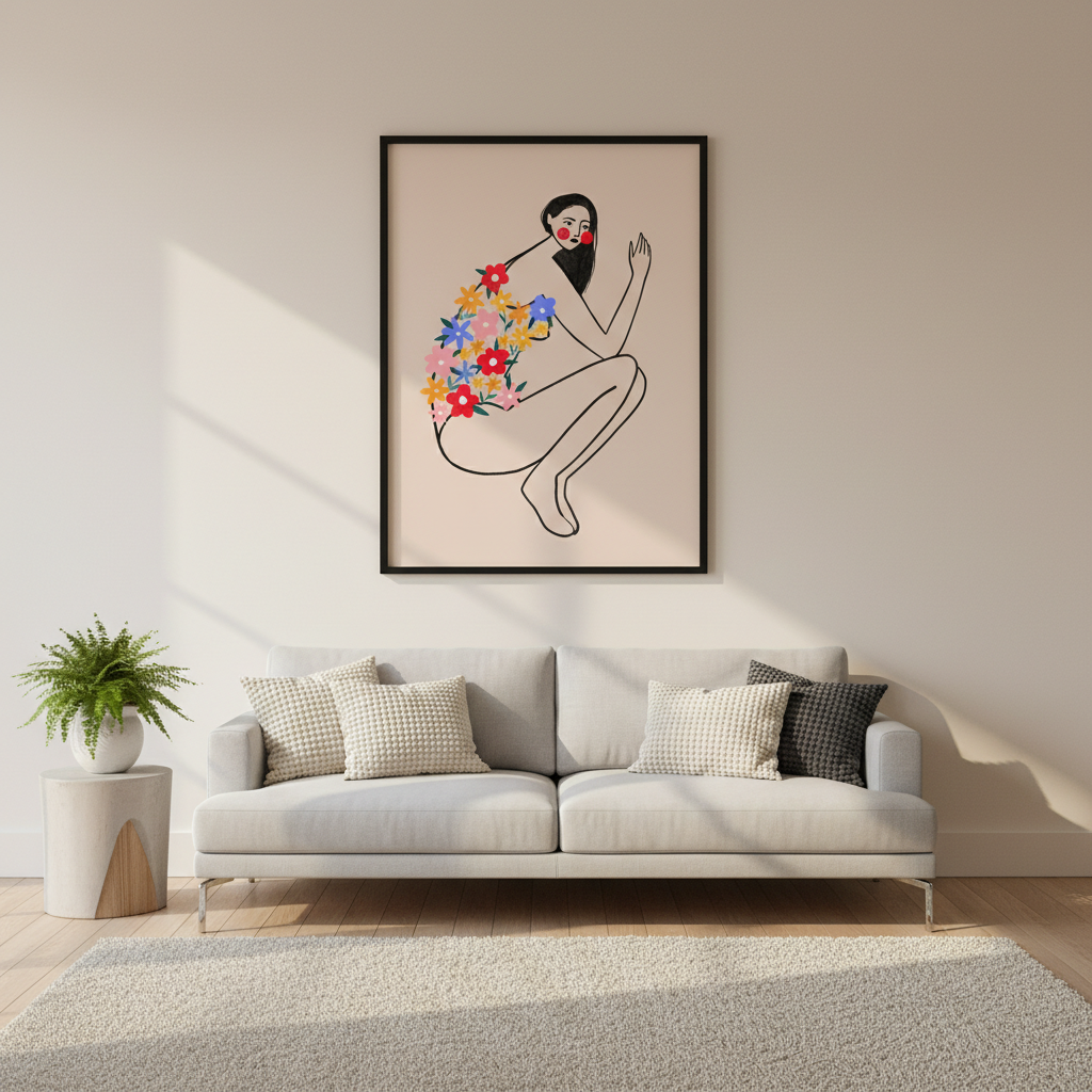 Woman with Floral Swimsuit by Bea Muller