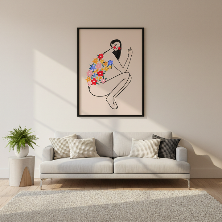 Woman with Floral Swimsuit by Bea Muller