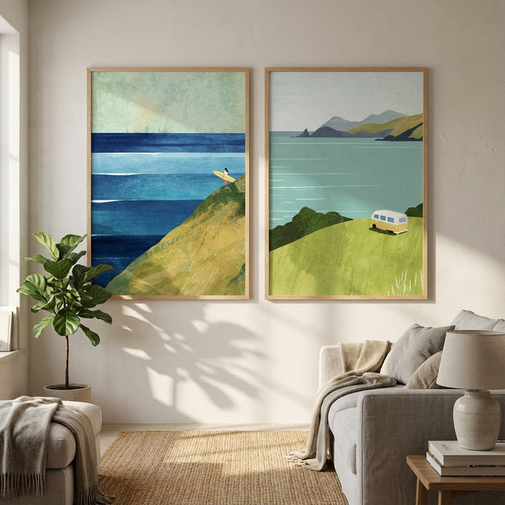 Countryside Surf Abstract Painting Pair by Henry Rivers