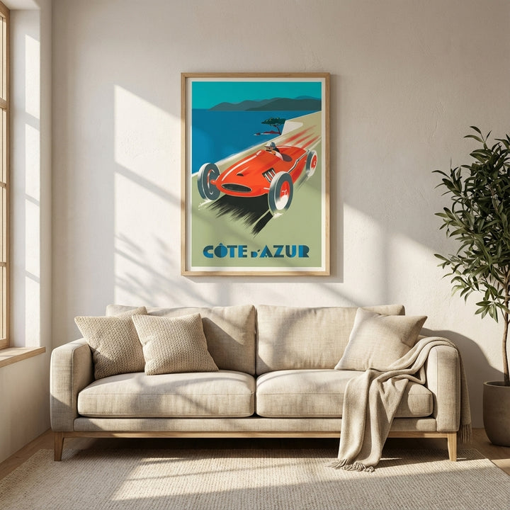 Vintage French Riveria Car Race Poster