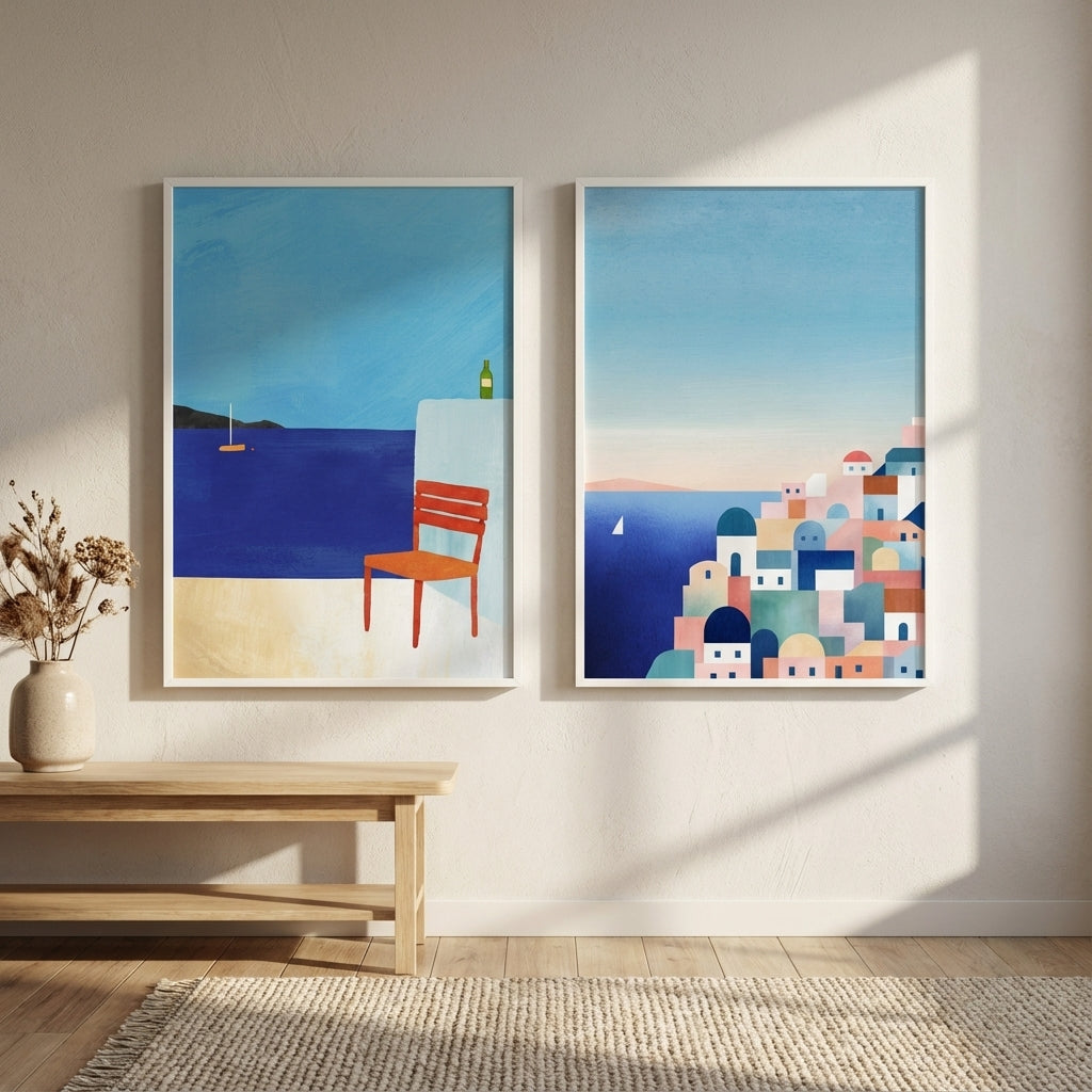 Santorini Abstract Pair by Henry Rivers