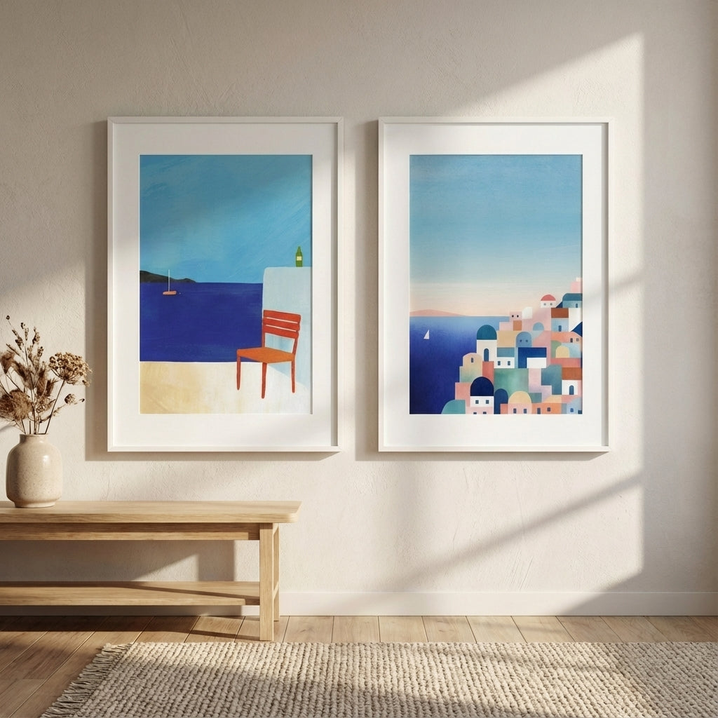 Santorini Abstract Pair by Henry Rivers