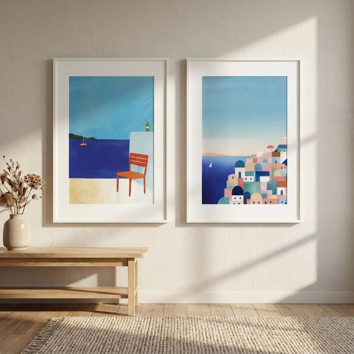 Santorini Abstract Pair by Henry Rivers