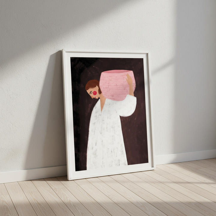 Woman with Pink Basket by Bea Muller