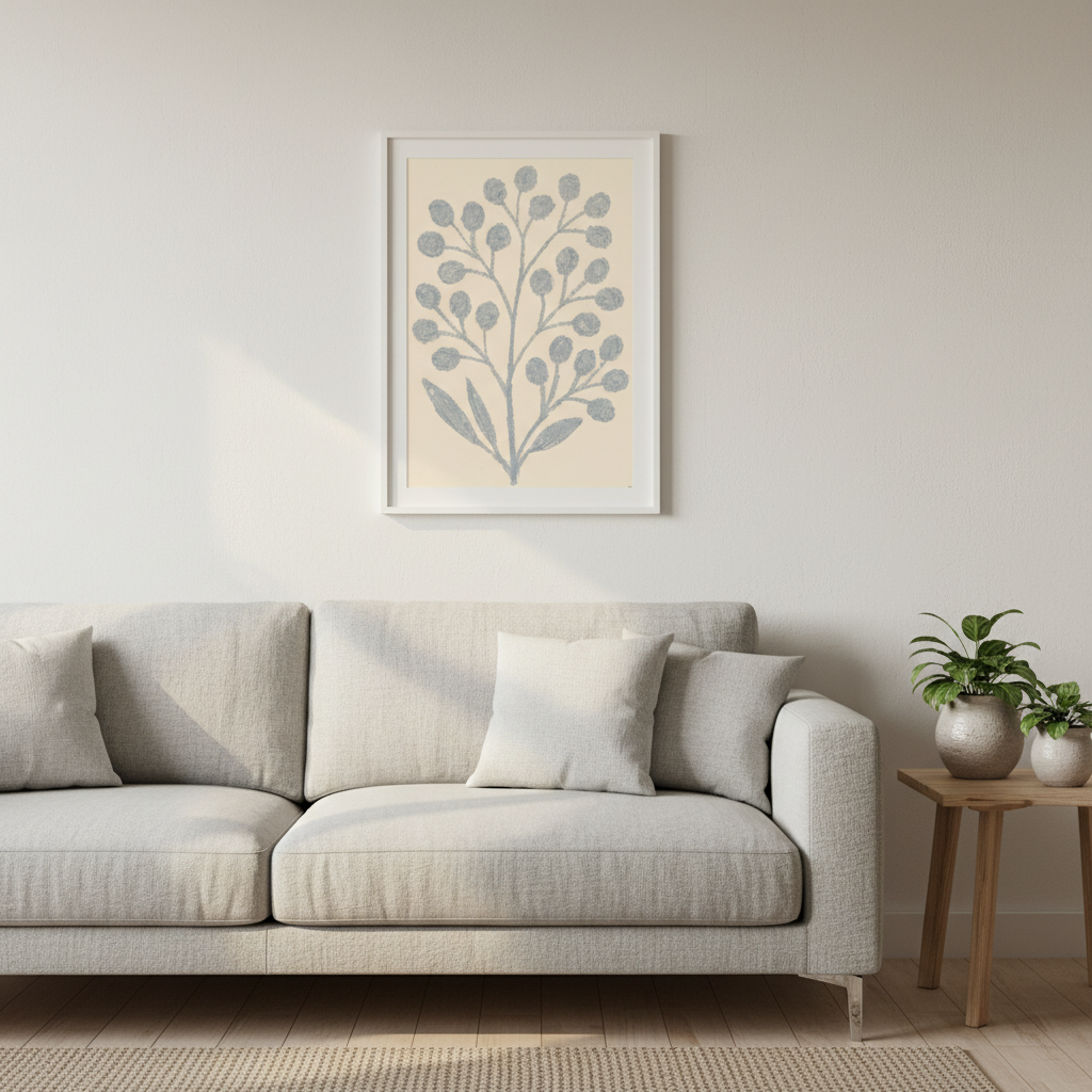 Gray Branch with Berries by Silvia Visscher