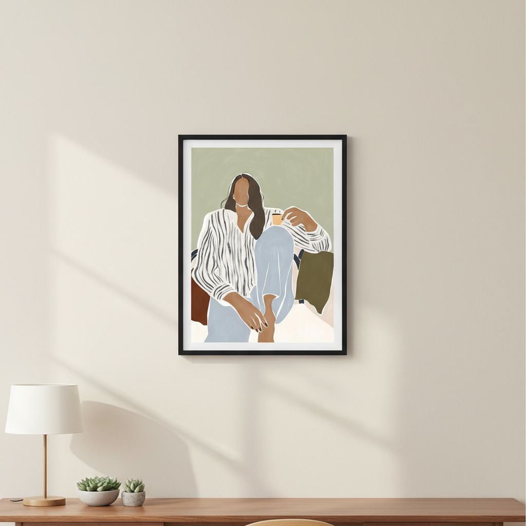 Woman Enjoying a Cup of Espresso by Ivy Green Illustrations