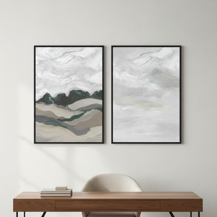 Grey Abstract Sky Duo by Josephine Wianto