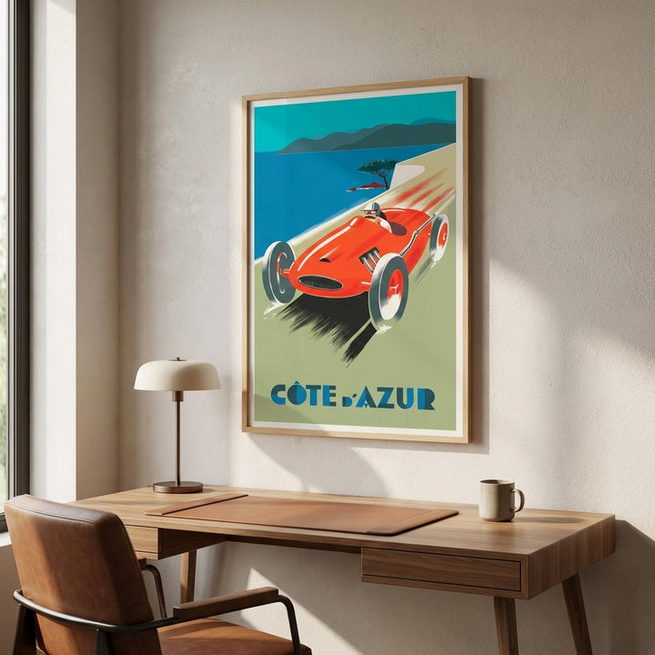 Vintage French Riveria Car Race Poster