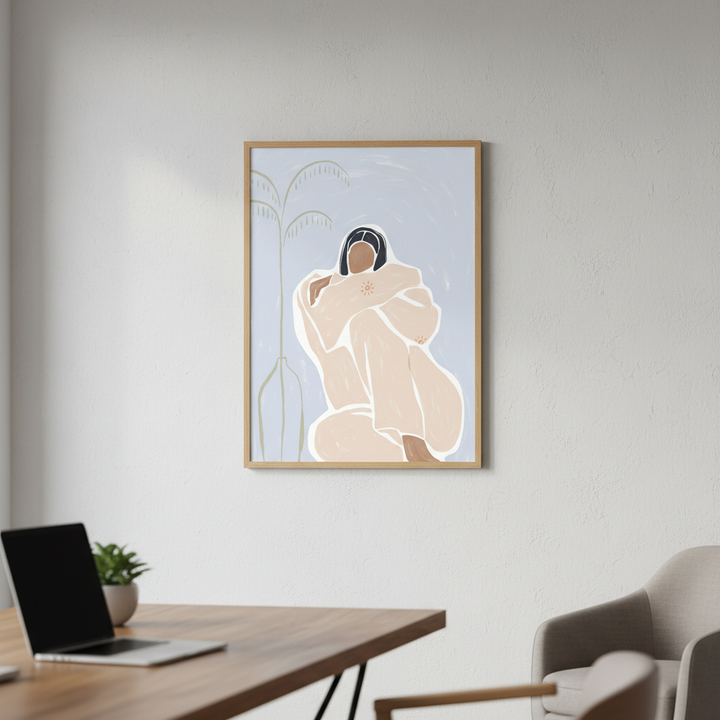 Woman Cuddle Herself by Ivy Green Illustrations