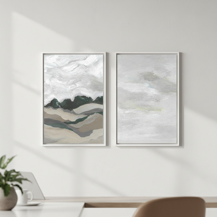 Grey Abstract Sky Duo by Josephine Wianto