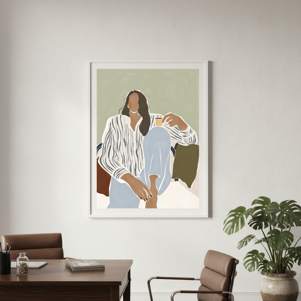 Woman Enjoying a Cup of Espresso by Ivy Green Illustrations