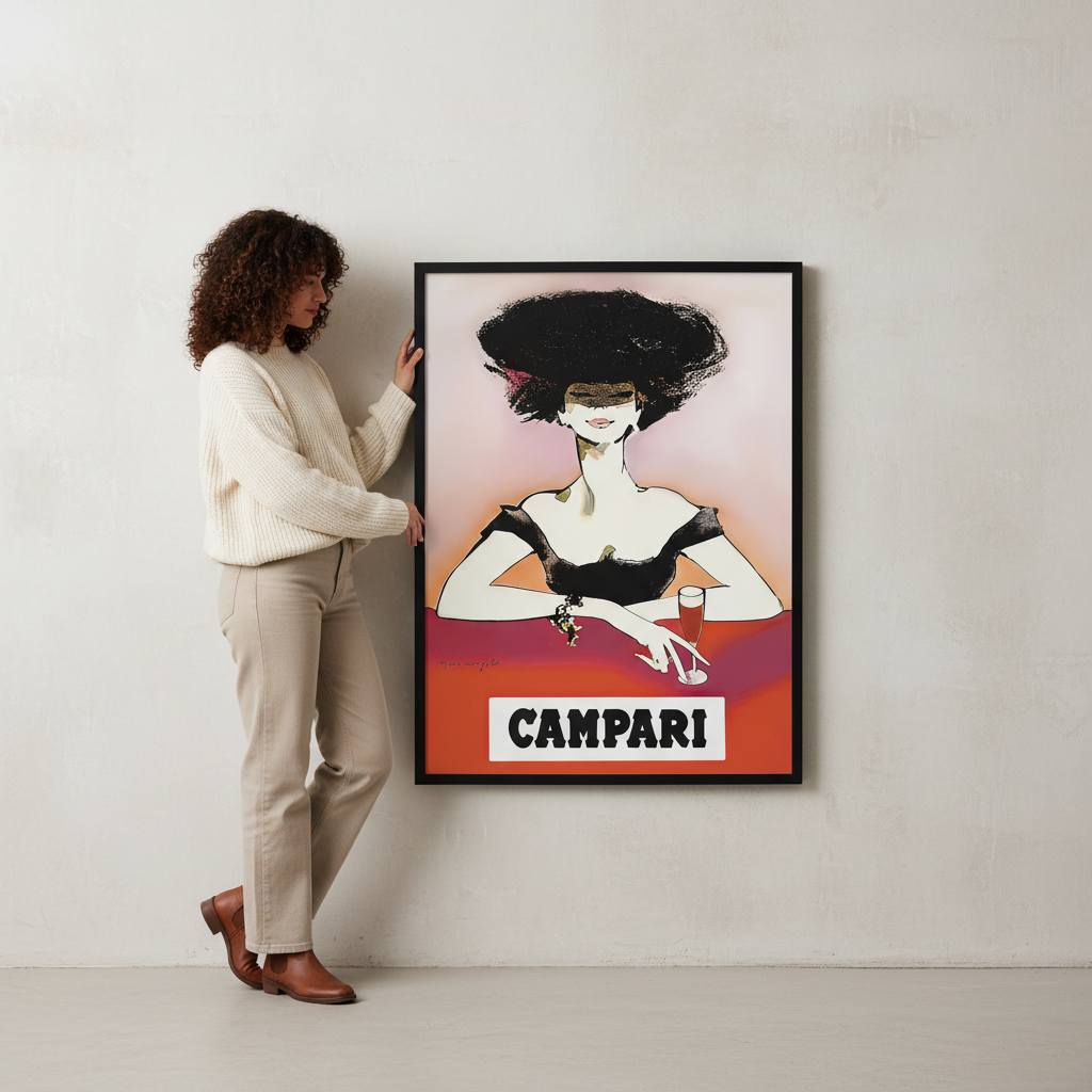 Campari 1960s Woman Italy Vintage Art Poster