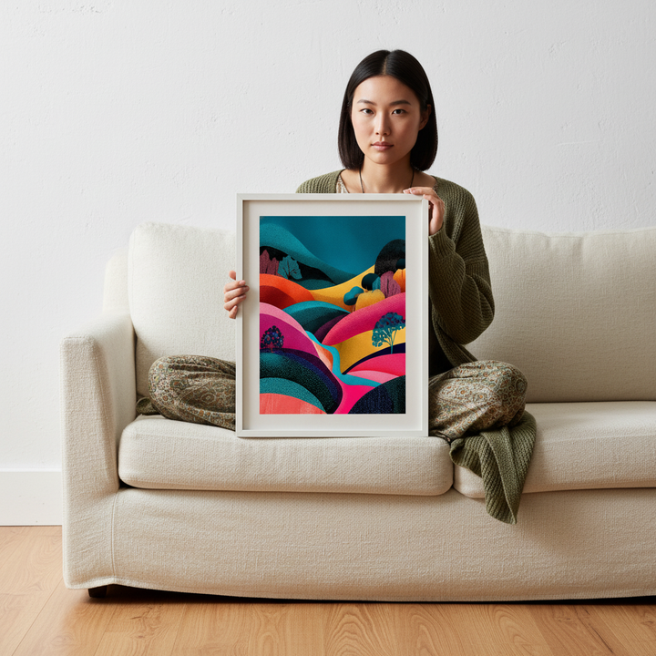Evening Japanese Hills Pop Art Abstract Print