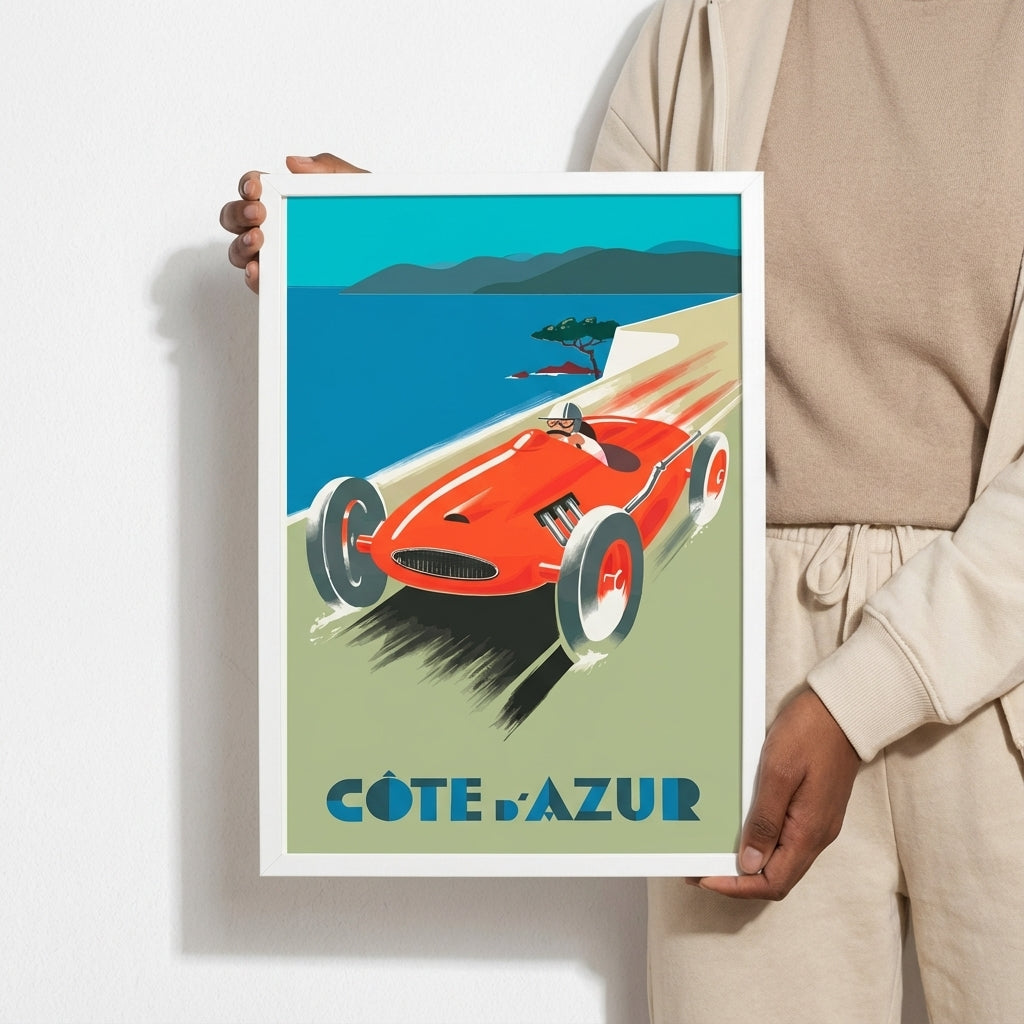 Vintage French Riveria Car Race Poster