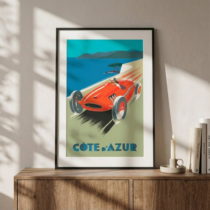 Vintage French Riveria Car Race Poster