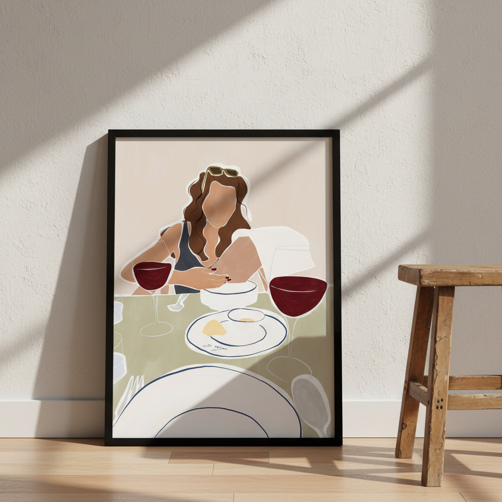 Woman Dining in a Restaurant by Ivy Green Illustrations
