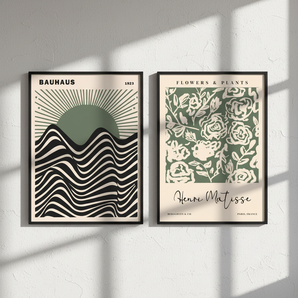Green Bauhaus & Matisse Set of 2 Exhibition Prints