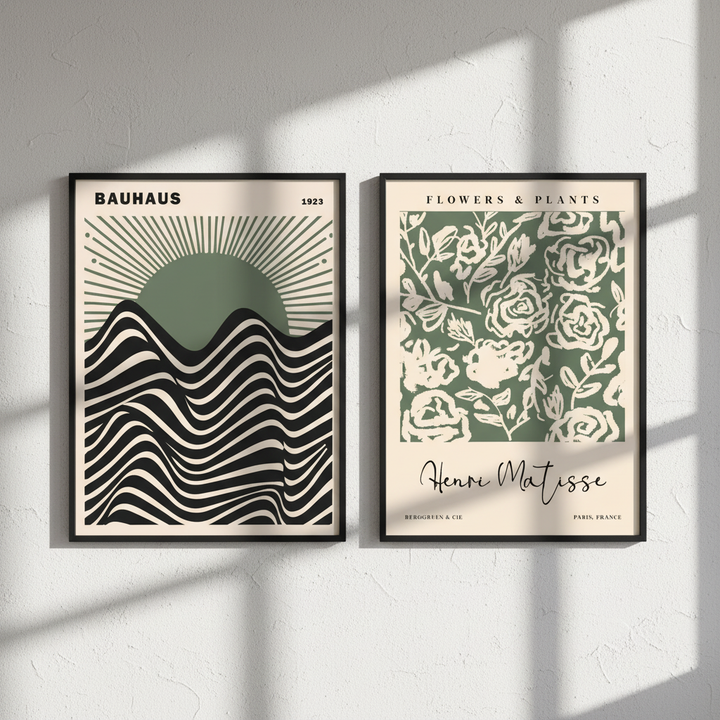 Green Bauhaus & Matisse Set of 2 Exhibition Prints